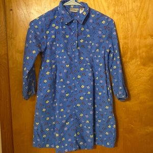 Girls Floral Corduroy LL Bean Fall Winter Dress Pockets Small
